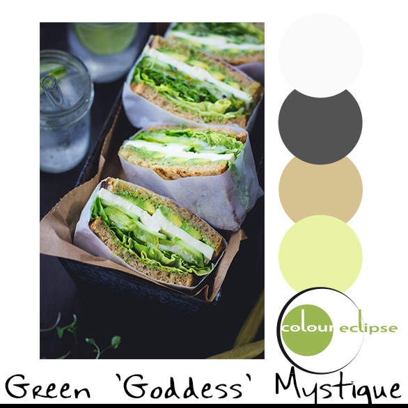green goddess sandwiches with color palette