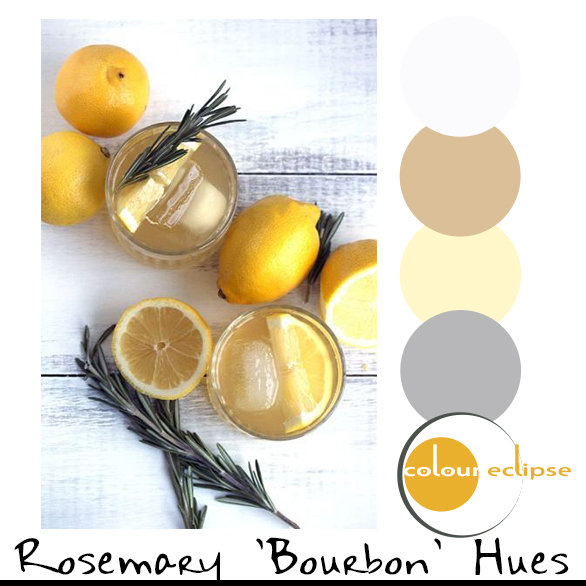 rosemary bourbon lemonade with color palette