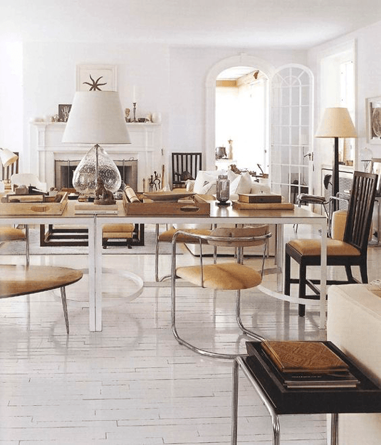 white interior with pantone iced coffee accents