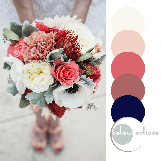 colorful bouquet with color palette