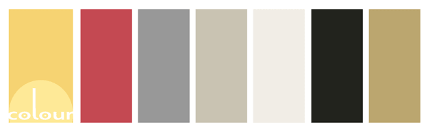 yellow red gold gray black color palette