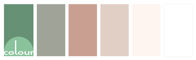 blush pink and green color palette