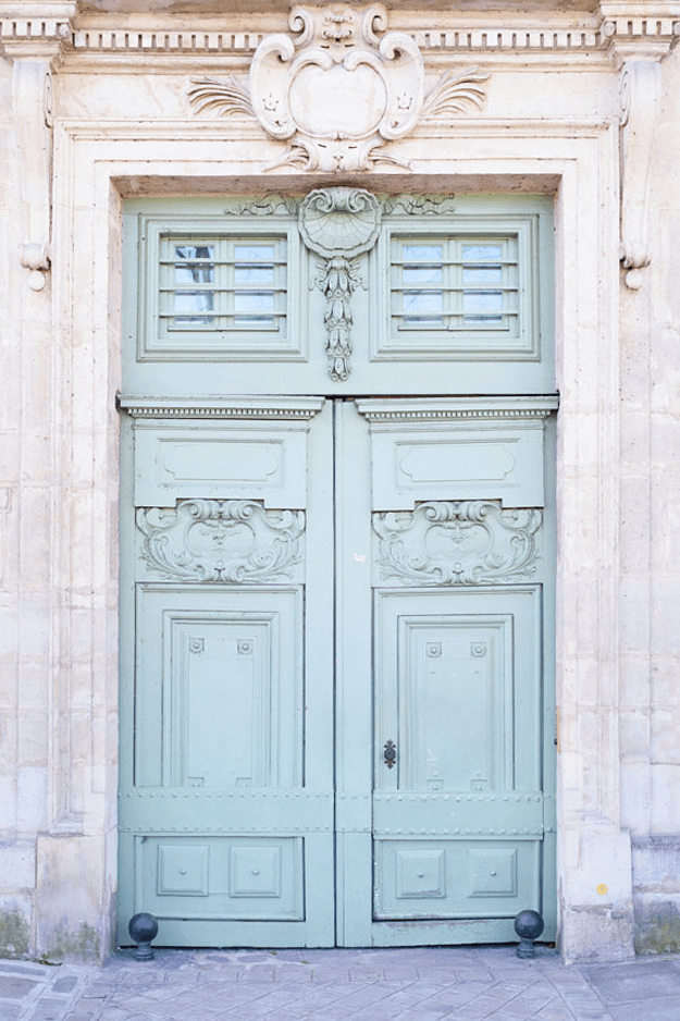 mint blue entry doors