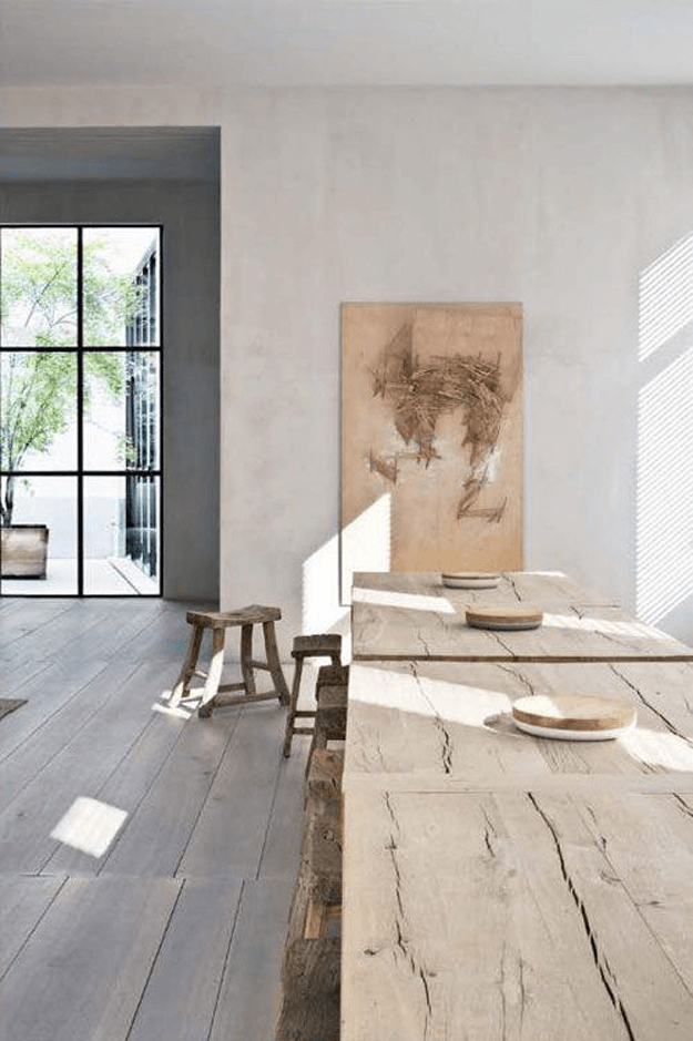 minimalist interior with wood textures