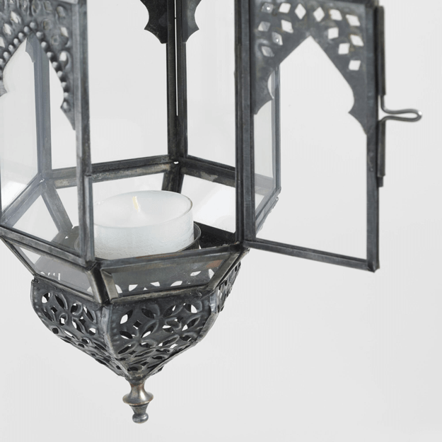 Hanging Moroccan Style Glass Lantern Light Candle Holder Home 7*19CM Decor V1A4 