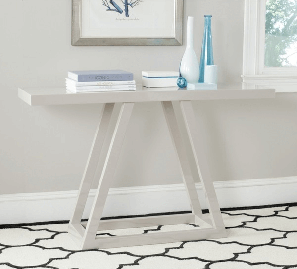 light taupe lacquer console table