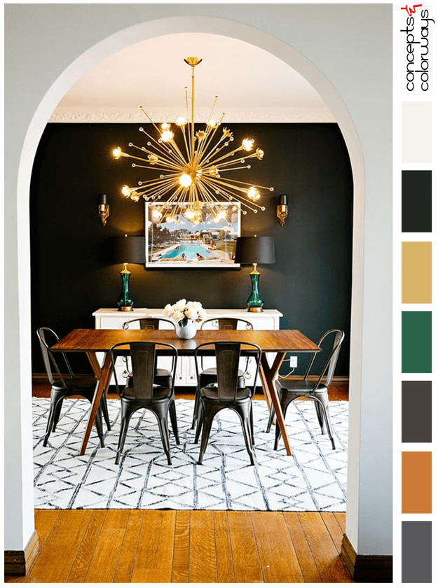 mid-century modern eclectic dining room