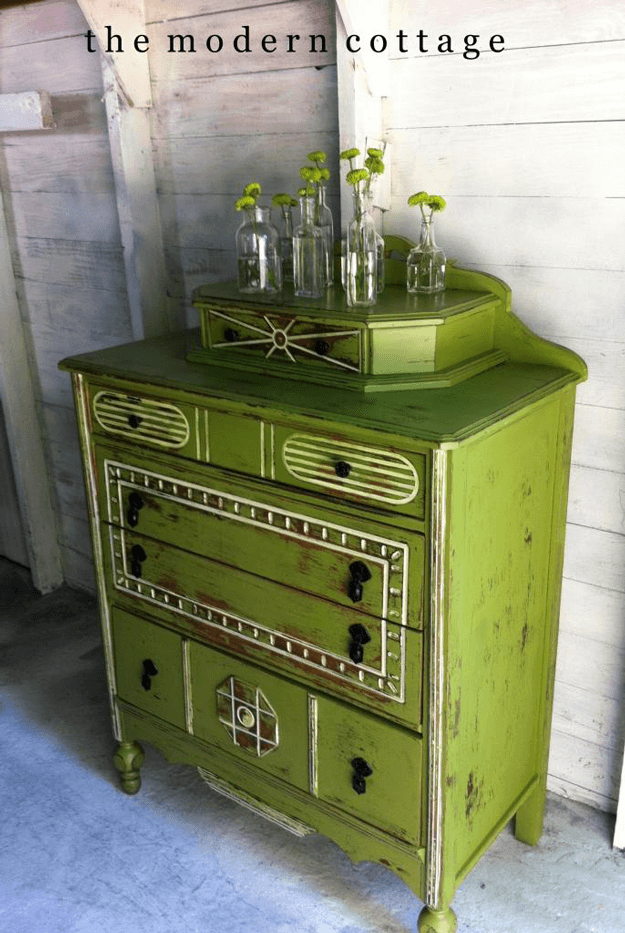 lime green vintage dresser