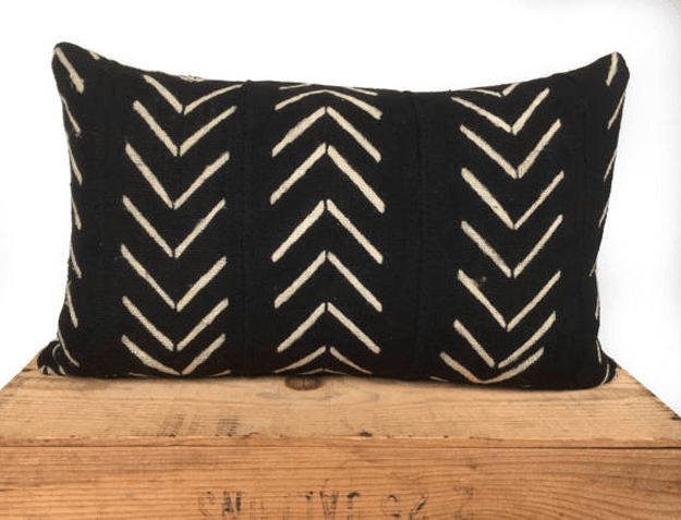 black arrow mudcloth pillow