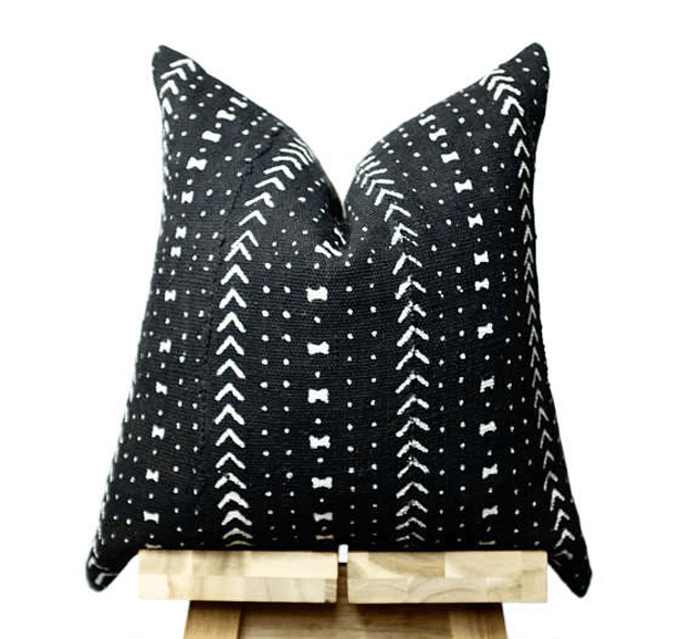 black mudcloth african tribal pillow