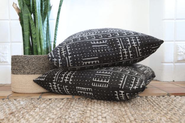 black mudcloth pillows