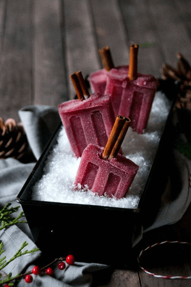 mulled wine popsicles with cinnamon sticks