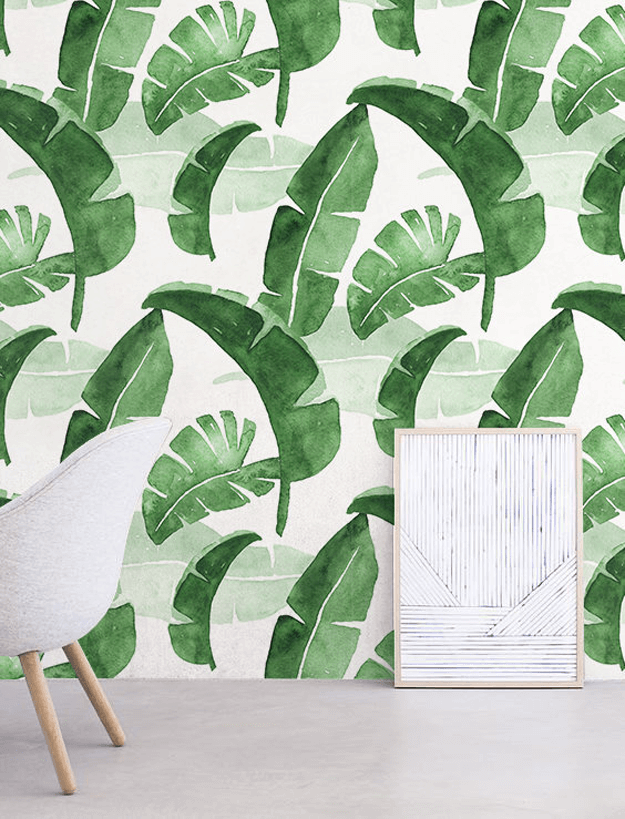 banana leaf print wallpaper