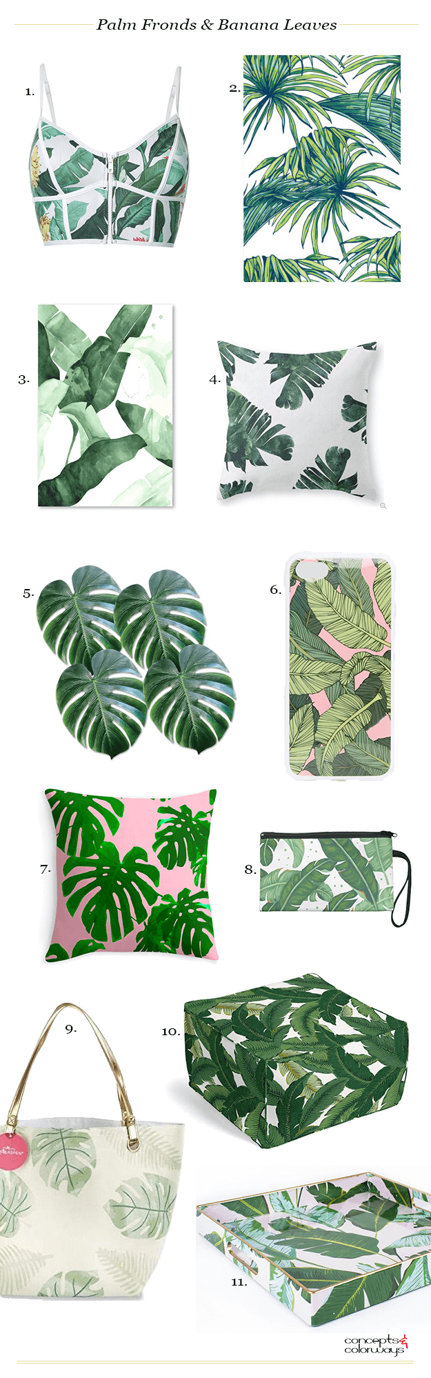 palm fronds and banana leaves tropical print product roundup