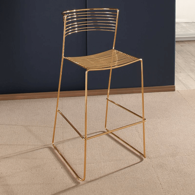 gold metal wire barstool