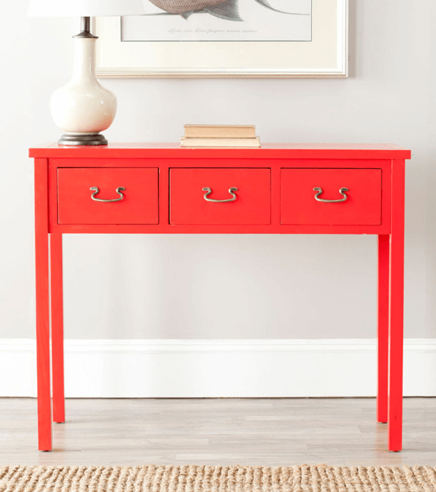 bright red console table