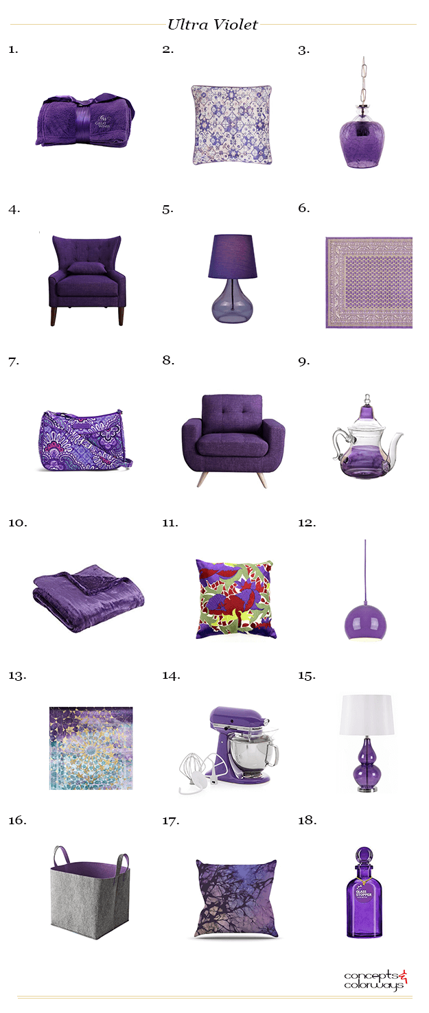 pantone ultra violet interior design product roundup