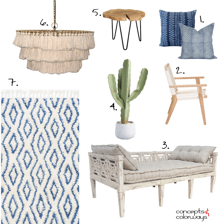 southwestern living room, cactus plants, indoor cactus, western decorating ideas, western decor, western home decor, southwestern decor, indigo pillows, mudcloth pillow, mudcloth