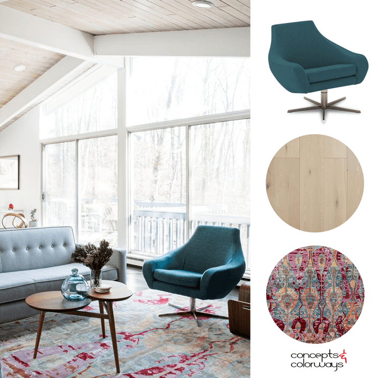 mid century modern, summer home, warm neutrals, beige, taupe, grey walls, teal, pink, teal and pink, mid century modern furniture, color scheme, chartreuse, color palette, pantone red pear, pantone ceylon yellow, pantone quetzal green