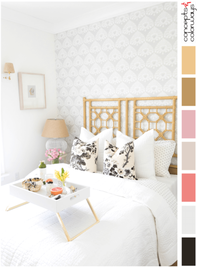 A Grey and White Color Palette with Pink and Gold Accents