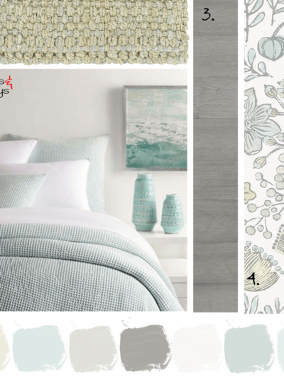 A Seafoam Green and Aqua Blue Paint Color Palette Inspired by Floral Wallpaper