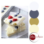 red white and blue frozen yogurt bark with color palette