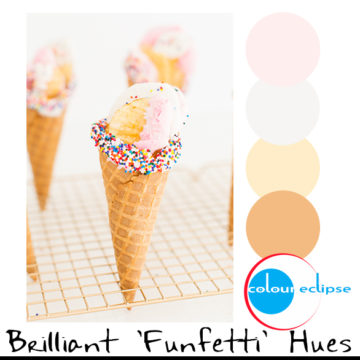 funfetti ice cream cones with color palette