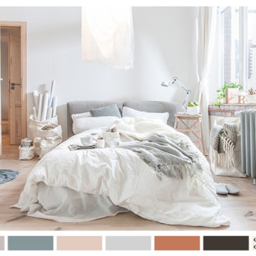 bedroom with soft color palette