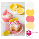 pink lemonade cupcakes with color palette