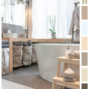 modern bathroom oasis with color palette