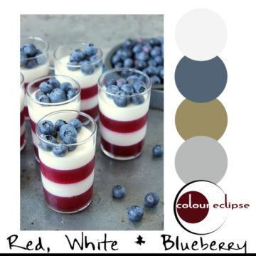 panna cotta and raspberry parfaits with color palette