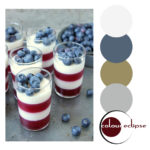 panna cotta and raspberry parfaits with color palette