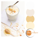 toasted almond and honey oats with color palette