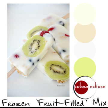 fruit filled yogurt popsicles with color palette