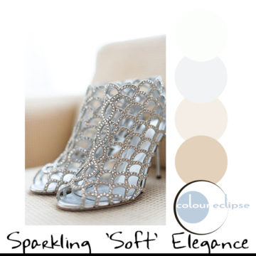 silver wedding shoes with color palette