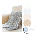 silver wedding shoes with color palette