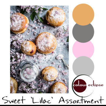 vanilla cream brioche donuts with color palette