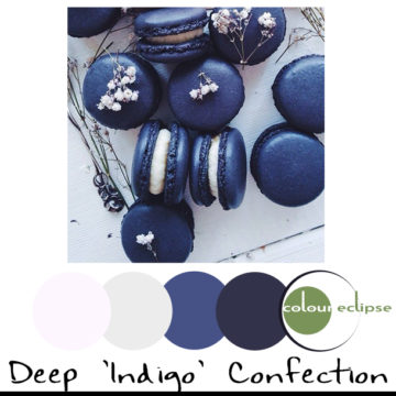 deep indigo macaroons with color palette