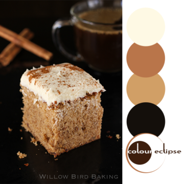 brown butter spice cake with color palette