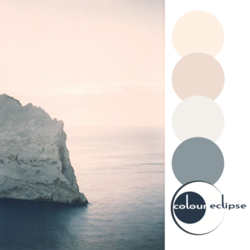 hazy ocean photograph with color palette