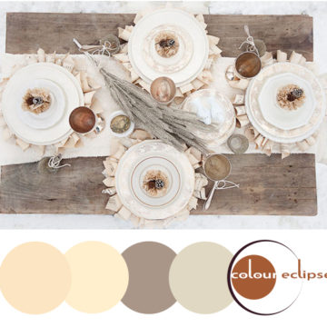 winter wedding table with color palette