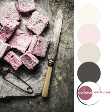 strawberry marshmallows on black patina counter