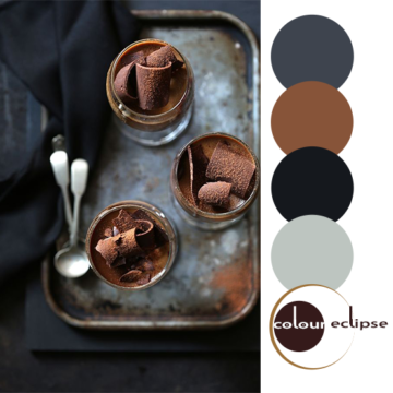 chocolate panna cotta with color palette