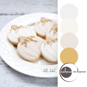 gilded pumpkin designer cookies with color palette