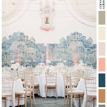 lisbon palace wedding reception with color palette