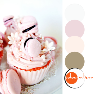 pink velvet cupcakes with coordinating color palette