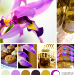 purple and gold mood board