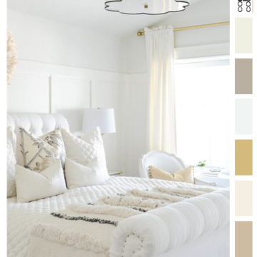 white bedroom with subtle accents