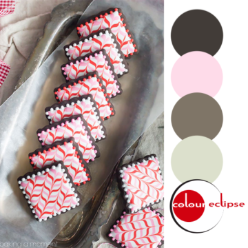 iced chocolate peppermint cookies with color palette