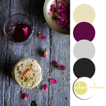 pistachio and rose cookies with color palette